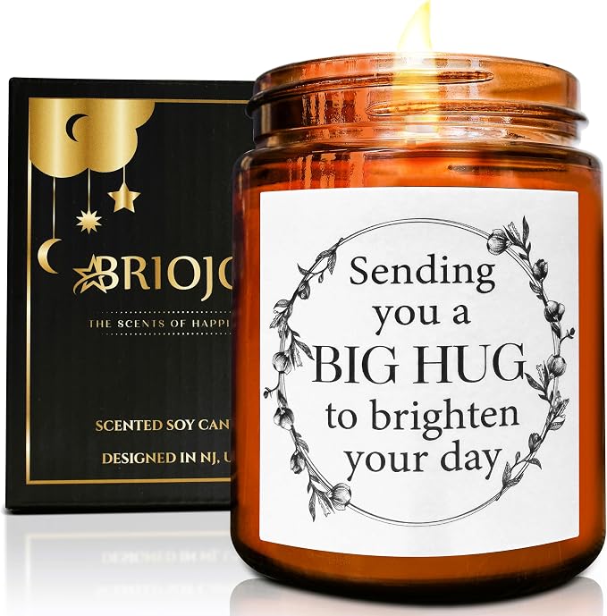 Sending You a Big Hug Candle - Get Well, Thinking of You Gifts for Women Men - Birthday, Relaxing Stress Relief Gift for Her Him Daughter Sister Best Friend - Mahogany Teakwood Soy Wax Candle