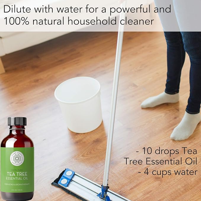 Tea Tree Essential Oil, 4 Fl Oz with Dropper - Undiluted Therapeutic Grade for Your Face, Skin, Hair and Diffuser - 100% Pure Melaleuca Oil for Acne, Toenails - by Pure Body Naturals