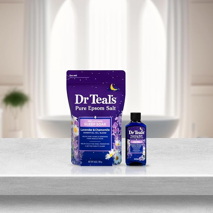 Dr Teal's Melatonin & Essential Oil Blend Epsom Salt and Foaming Bath Sampler Set, 2 Piece