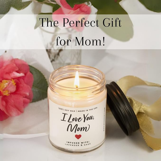 Great Happy for Mom Candle - 9oz, Soy Wax, 50 Hour Burn - Best Cute for Mom Ever from Daughter, Son, Kids, Friend, Husband, Mothersday Present Ideas, Mama Candle