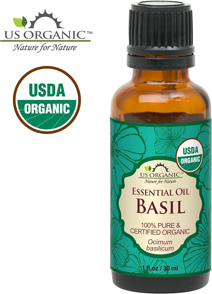 US Organic 100% Pure Basil Essential Oil - USDA Certified Organic, Steam Distilled W/Euro droppers (More Size Variations Available) (30 ml / 1 fl oz)