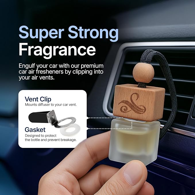 Solvere Diffuser with Vent Clip | Strong Automotive Freshener Long Lasting | Powerful Car Fresheners for Men with Odour Eliminating Technology | Luxury Air Freshener by Perfa