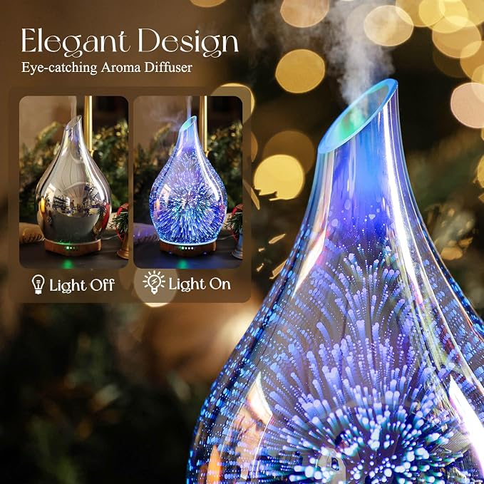 Porseme 280ml Essential Oil Diffuser, Aroma Ultrasonic Humidifier with Remote Control, BPA Free, Auto Shut-Off, Timer Setting