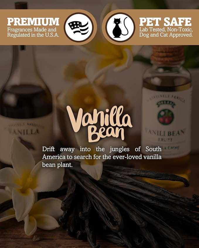 Vanilla Bean Scented Natural Soy Candle, Essential Fragrance Oils, 100% Soy, Phthalate & Paraben Free, Clean Burning, 9 Oz.