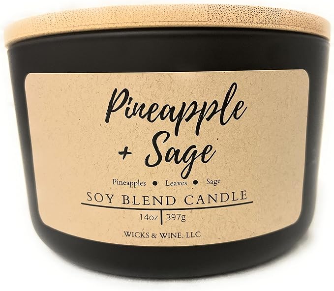 Wicks & Wine Candle (Pineapple + Sage)