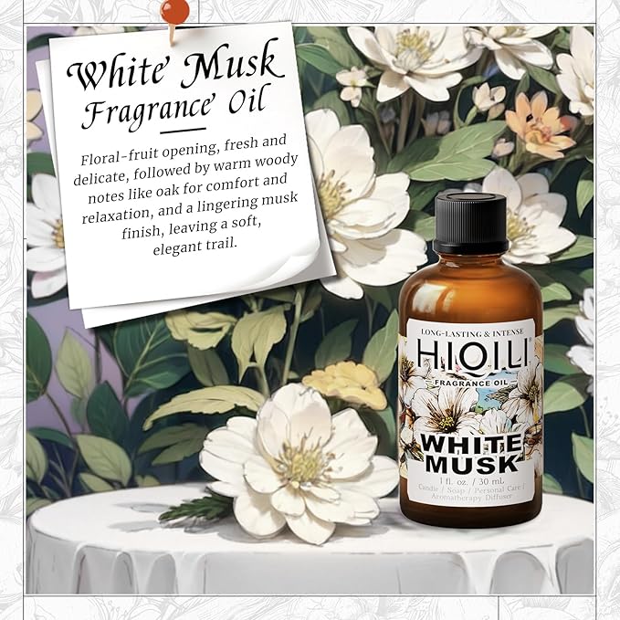 HIQILI White Musk Fragrance Oil, Musk Perfume for Women - 1 Fl Oz | Candle Scents for Candle Making, Soap Making Supplies, for Diffuser Use