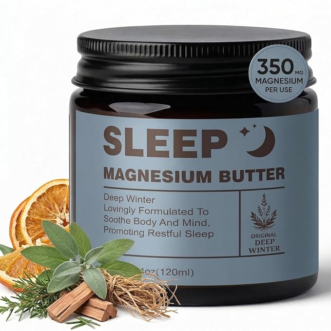 Magnesium Butter for sleep – Magnesium Cream with Shea & Mango Butter, Arnica & Essential Oils for Relaxation – Nighttime MagnesiumLotion for Legs, Arms or Chest(Citrus) (B)