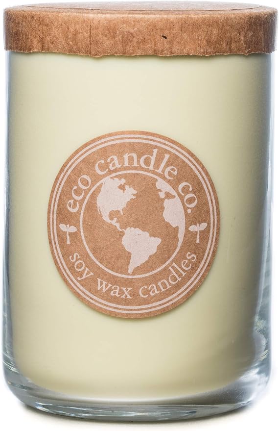ECO CANDLE CO. Recycled Candle, Verbena Basil, 26 oz. - Scents of Lemons, Verbena, Basil, & Cedar - 100% Soy Wax, No Lead, Kraft Paper Label & Lid, Hand Poured, Made from Midwest Grown Soybeans