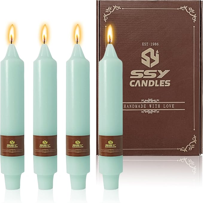 Mint Green Short Taper Candle 7 Inch Candlesticks Unscented Dripless Tapered Candle Set for Home Decor Wedding Party Dinner Candles