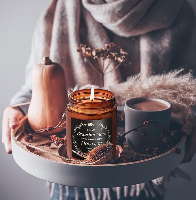 Candle Gifts for Mom from Son Daughter - Valentines Mothers Day, Love You, Birthday Gift for Her - Relaxing Aromatherapy Candles for Women, Wife, New Mom - Natural Soy Jasmine Candle for Home