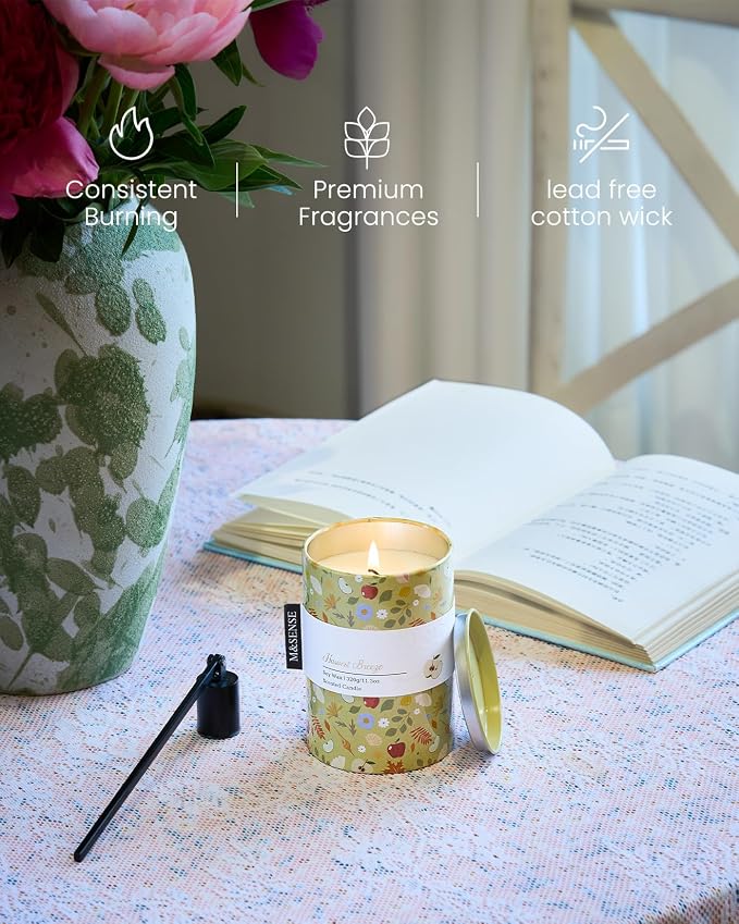 M&SENSE Summer Candle 11.3 oz, Harvest Breeze Scented Candle, Non-Toxin Soy Wax for Home Scented, Floral Candles Gift for Her, Up to 70 Hours Burning Long-Lasting Fragrance