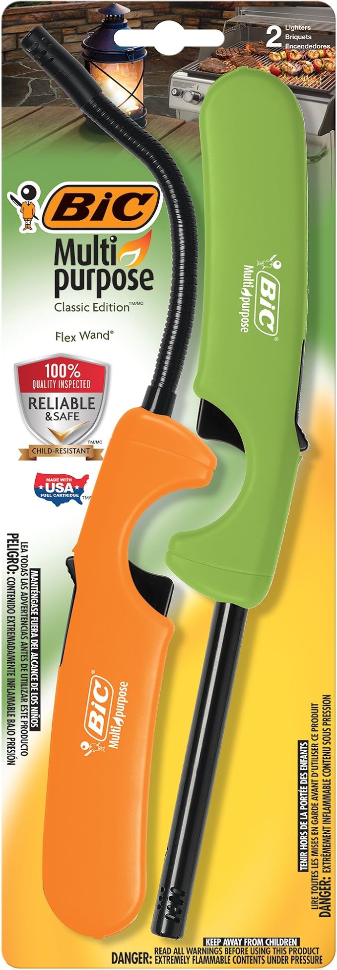 BIC Multi-Purpose Classic Edition Lighter & Flex Wand Lighter, 2-Pack