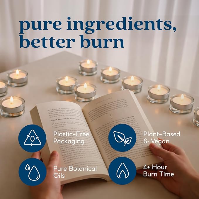 GoodLight Scented Vegan and Paraffin-Free Tea Light Candles (16 Count, Lavender)