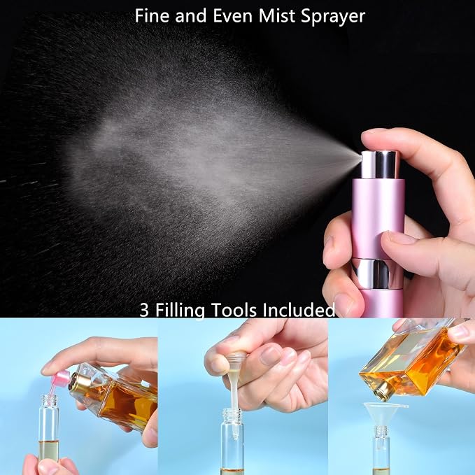 4 Pcs Refillable Travel Cologne Sprayer - 6/8/10/20ml Travel Perfume Atomizer Bottles for Men & Women - Portable Perfume Refill Bottle with Tool