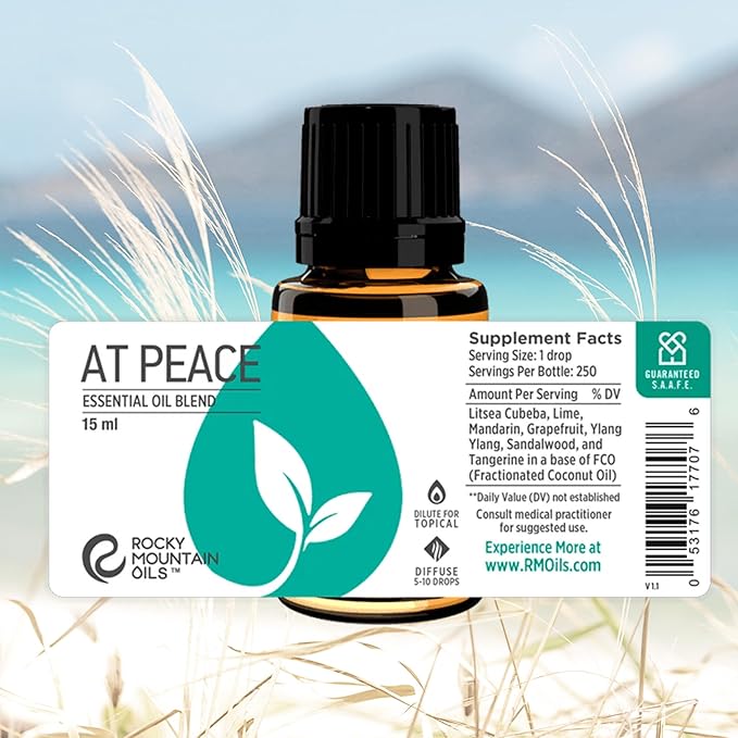 Rocky Mountain Oils at Peace Essential Oil Blend with Essential Oils - Aromatherapy Oils for Diffuser and Topical - Relaxing and Calming Essential Oils - 15ml