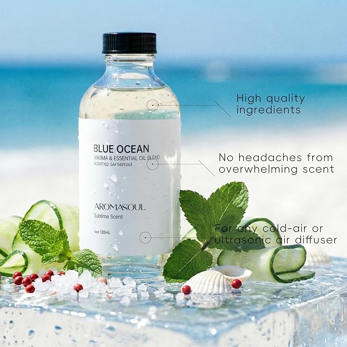 Hotel Diffuser Oil Blue Ocean Scent - Premium Fragrance Oil for Ultrasonic and Waterless Diffuser - 120 mL, 4 fl oz