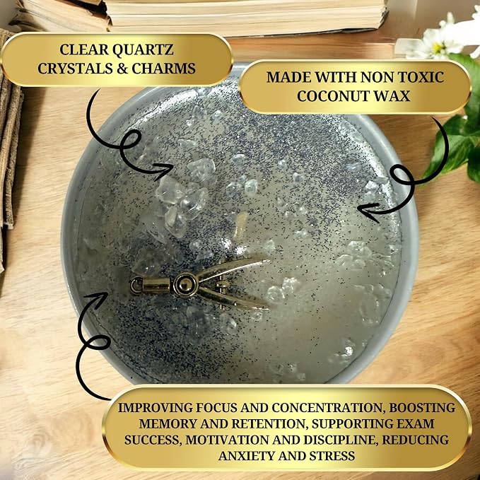 Good Student Candle for Focus, Wisdom, Clarity, Success, Studying, Motivation, Learning, Exam Support, Concentration, Discipline, Prayer, Manifestation, Non Toxic Coconut Wax Spiritual Ritual Candle