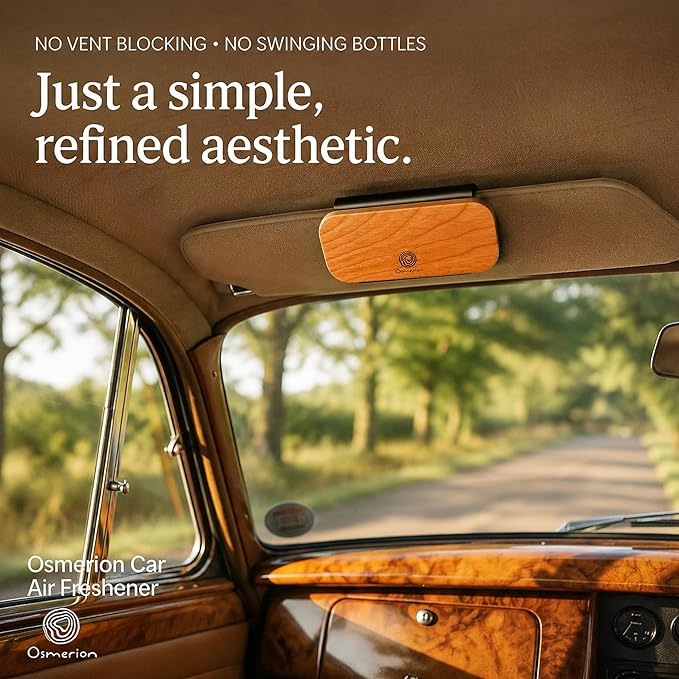 Car Air Freshener - Wood Air Freshener for Visor Clip - Long Lasting Car Odor Eliminator - Vehicle Scent Diffuser - (Teak - Apple - Coffee Reserve - Pomelo Timber, CLIP INCLUDED)