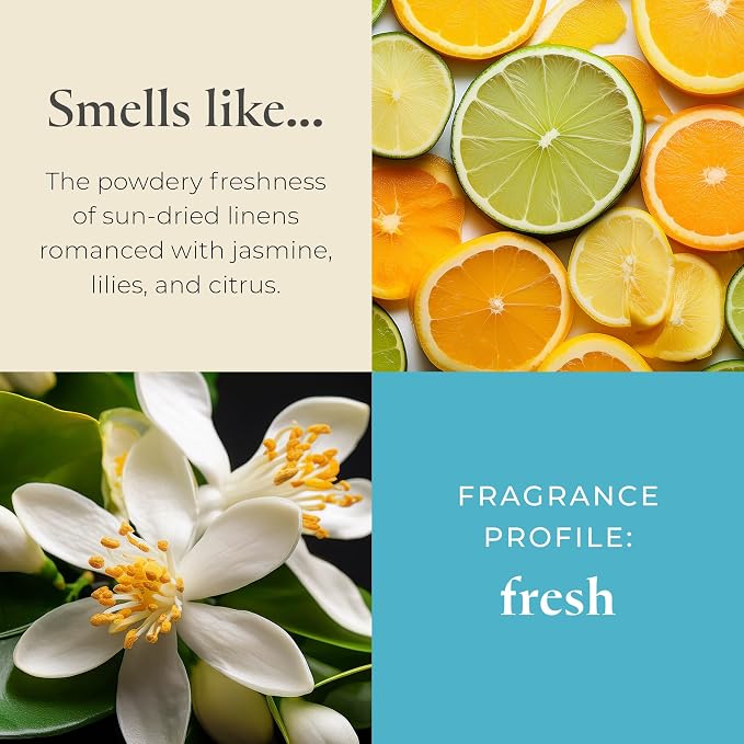 PartyLite Sun-Kissed Linen Escential Jar™ Candle, Scented with Notes of Jasmine Musk, Lily, Water Flowers & Citrus, 7.75oz 1-Wick Reusable Glass Jar, 50-Hour Burn, Aromatherapy Home Fragrance