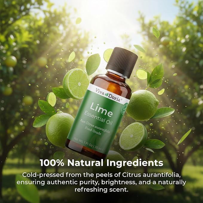 Viva Doria Lime Essential Oil, 100% Pure, Natural, Mexican Lime Essential Oil, Undiluted, for Aromatherapy | Food Grade, 30 mL (1 Fluid Ounce)