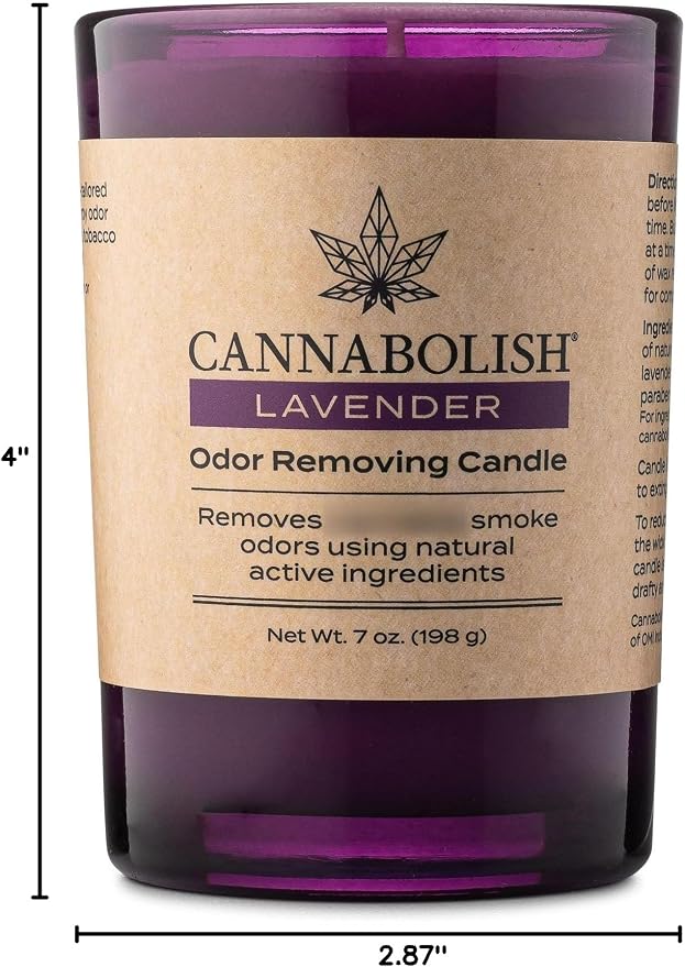 Cannabolish Lavender Smoke Odor Eliminating Candle, 7 oz, Natural Ingredients