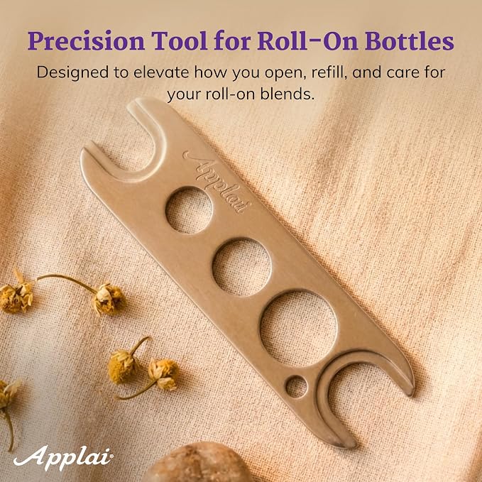 Applairelief - Roll-On Bottle Keys - Essential Oil Roller Ball Remover Tool - Precision Metal Cap Opener for Roller Bottles - Refillable Rollerball Aromatherapy Accessor - Silver