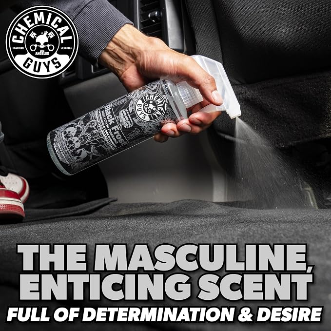 Chemical Guys Black Frost Air Premium Car Air Freshener Spray & Odor Eliminator - Crisp Masculine Scent Spray for Trucks, SUVs, RVs, and Motorcycles - Use in Home, Office, or Garage, 16 oz Bottle