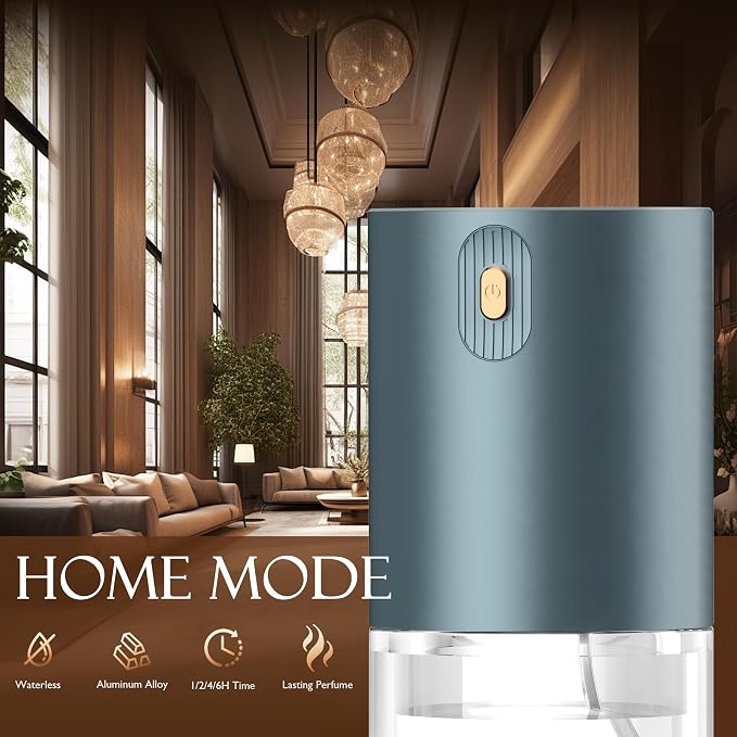 JUANANIUG Waterless Essential Oil Diffuser Portable: Rechargable Aromatherapy Diffuser for Car and Home - Auto Start/Stop Function - 4 Concentration Adjustments and Timers (Gray)