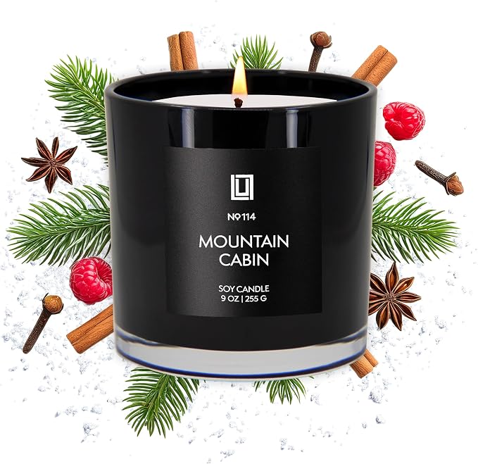 Lulu Candles | Mountain Cabin | Smells Like Outdoors & Pine | Luxury Scented Soy Jar Candle | Hand Poured in The USA | Highly Scented Long Lasting (9 Oz.)