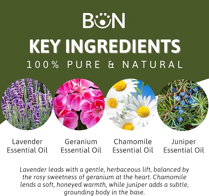 Best of Nature Calming Essential Oil Blend – Lavender, Roman Chamomile, Geranium & Juniper – 100% Pure for Diffuser, Relaxation & Self-Care – Soothing Aromatherapy