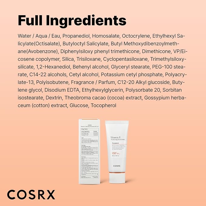 COSRX Vitamin E Sunscreen & Airy Light Sunscreen Stick with Free Keyring, Amazon Exclusive, Korean Sunscreen for Oily Skin, Beach Essentials, Summer Travel Essentials, Korean Skin Care Set