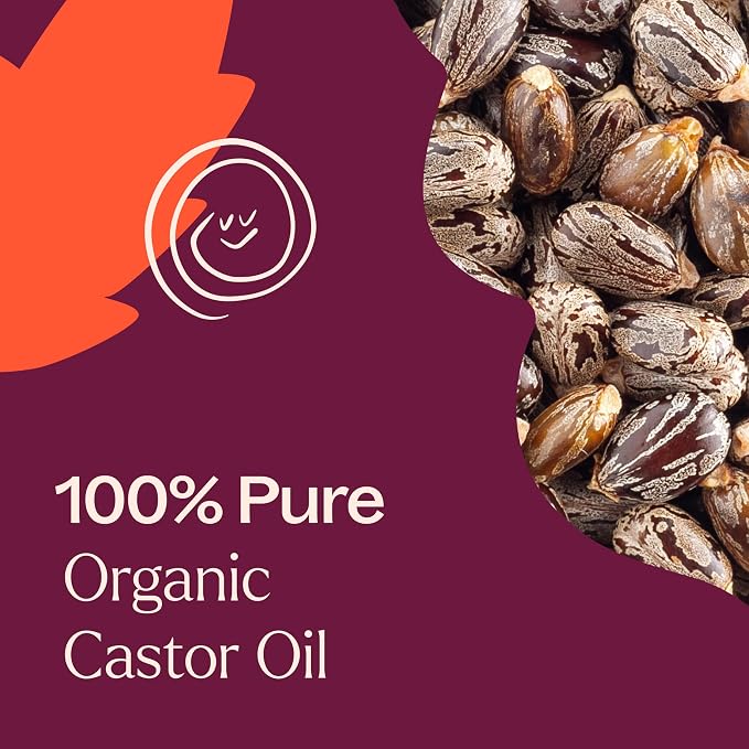 Plant Therapy Organic Castor Oil Roll On 30 mL (1 oz) Convenient Mess-Free Body Oil Roll-on for Easy Application, Cold-Pressed & Hexane-Free, Third-Party Tested for Purity