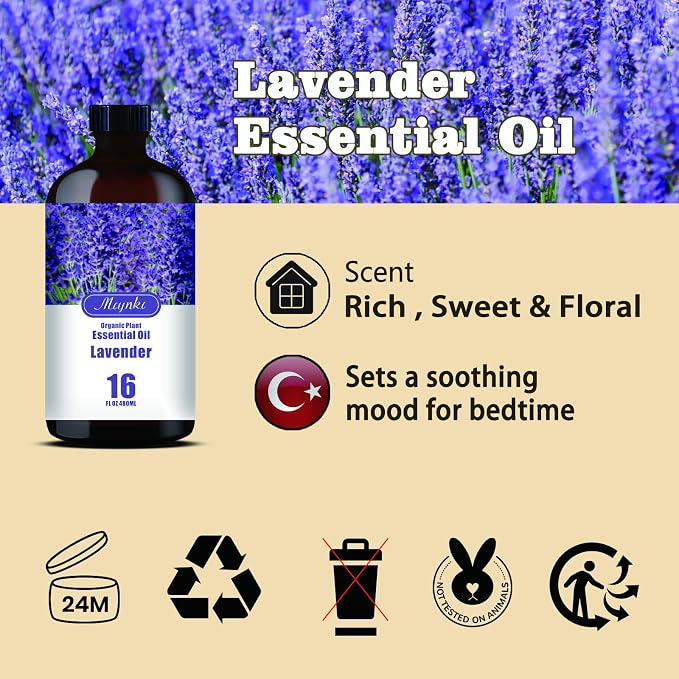 Lavender Essential Oil,Lavender Fragrance Oil, for Sleep Aid, Diffuser, Humidifier, Massage, DIY Soap, Candle, Cleaning, Relaxation, Gift Ready – MLYNKL (16.33 fl oz / 490ml)