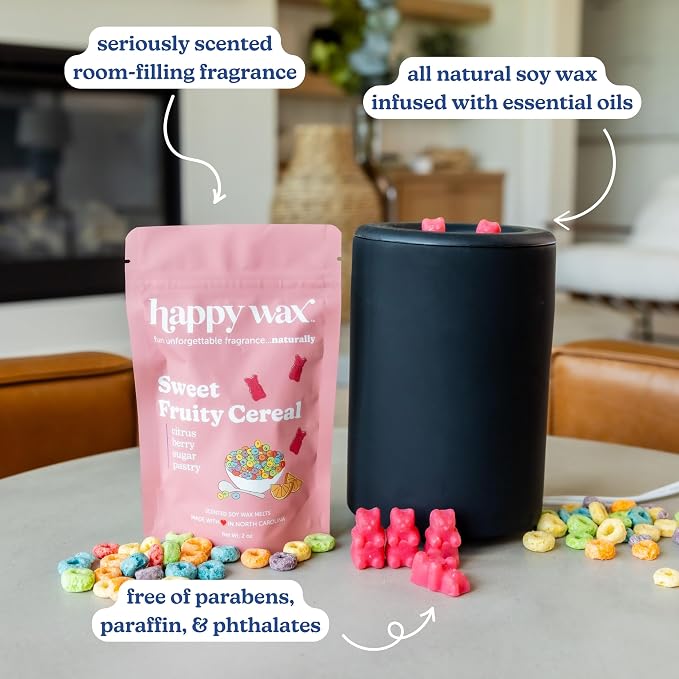 Happy Wax Cereal Collection: Natural, Non-Toxic Scented Soy Wax Melts – Total 6oz Variety Pack: Cinnamon Sugar Crunch, Magic Marshmallows, Sweet Fruity Cereal