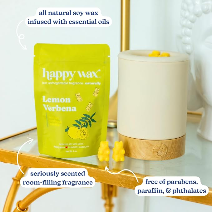 Happy Wax Fresh Mix Collection Premium Scented Non-Toxic, Pet-Friendly Wax Melts - 6 oz Set with Cotton, Lemon Verbena, and Calming Lavender Scents
