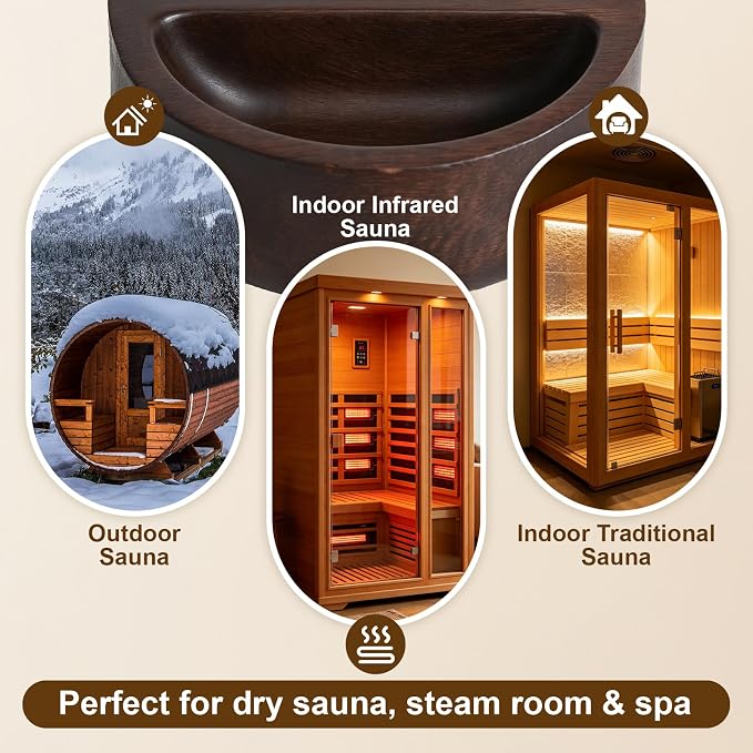 Carbonized Acacia Wood Sauna Aromatherapy Bowl, Sauna Oil Cup Sauna Oil Holder Essential Oil Fragrance Diffuser Bowl for Home Sauna and Steam Sauna, Easy-Clean Slow-Release Sauna Accessories