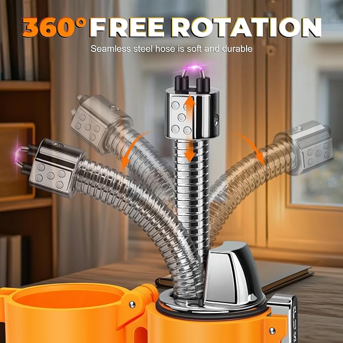 Lafagiet Electric Lighter, USB C Rechargeable, with LED Battery Display, Flashlight, 360° Flexible extendable Arc Lighters for Candle, Camping, Outdoor Adventure