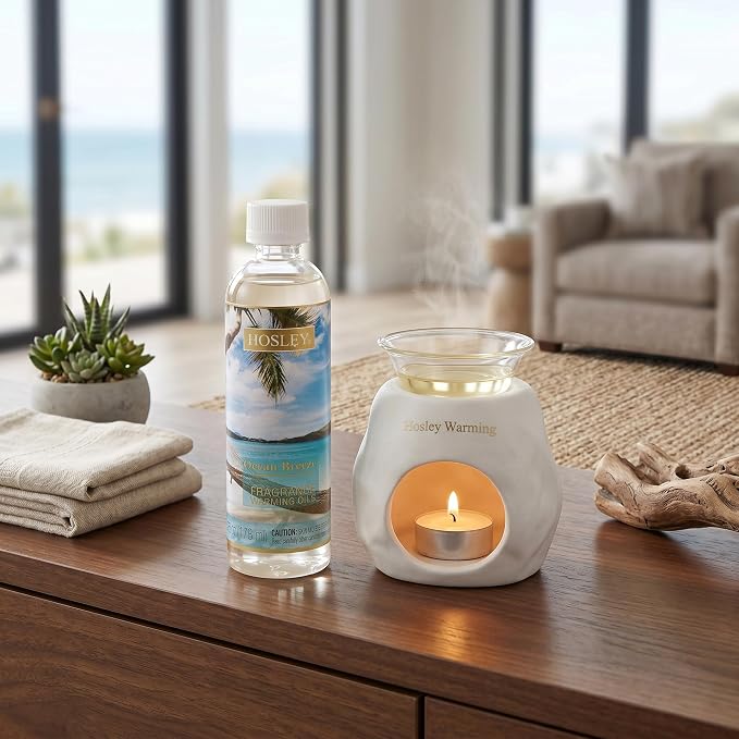 Hosley Set of 2 Ocean Breeze Fragrance Warming Oils 6 Ounce. Ideal for spa Meditation Bathroom Settings