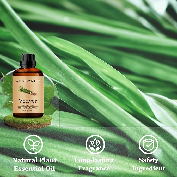 Vetiver Essential Oils 120ML, Pure Vetiver Essential Oil for Aromatherapy Diffuser - 4 Fl Oz