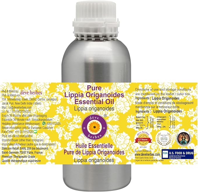 Deve Herbes Pure Lippia Origanoides Essential Oil (Lippia origanoides) Steam Distilled 300ml (10 oz)