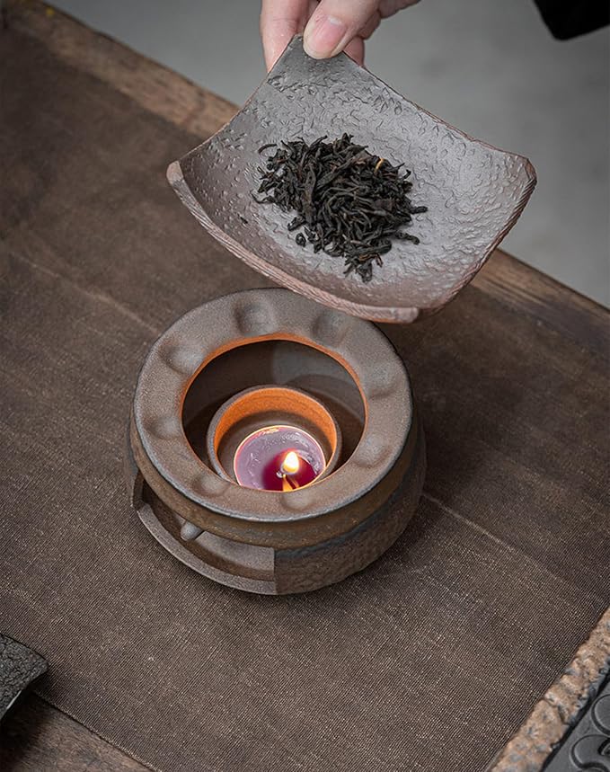 Ceramic Aromatherapy Burner, Nature's Wellness Aromatherapy Kit, Essential Oil Fragrance Diffuser with Tealight Holder, Zen Palo Santo Burner, Tea Light Candle Teapot Warmer for Home Office (1pcs)