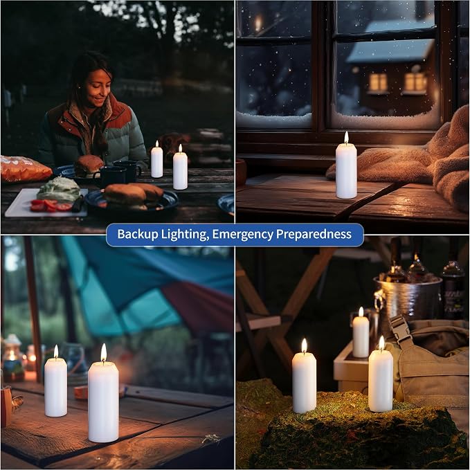 10Pack 15H+ Emergency Candles Long Burning Survival [18H+ Inside Candle Lanterns], 3“ Unscented White Pillar Candles, Survival Candles for Power Outage, Camping, Hurricane