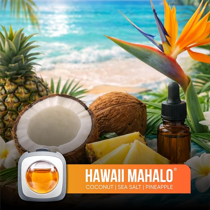 Air Jungles Hawaiian Scent Car Air Freshener Vent Clip, 6 Count Long Lasting Up to 180 days, Natural Essential Oil Car Fragrance for Women and Men, Odor Eliminator - 4ml Each