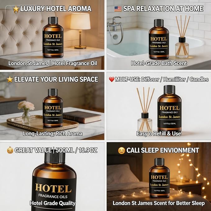 Hotel Diffuser Oil - Fragrance Oil Blend for Ultrasonic and Waterless Diffusers and Crafting (London St James-500ML)