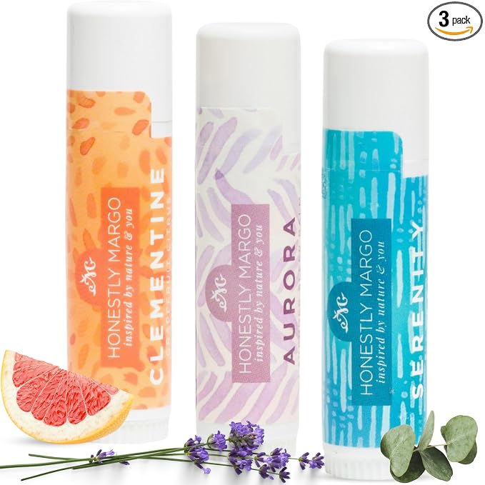 Honestly Margo Aromatherapy Balm Stick Set (Citrus, Lavender, Eucalyptus, Pack of 3) – Natural, Organic Essential Oils, Body Balm & Lip Balm | Aromatherapy Stick & Nasal Stick | Women Self Care