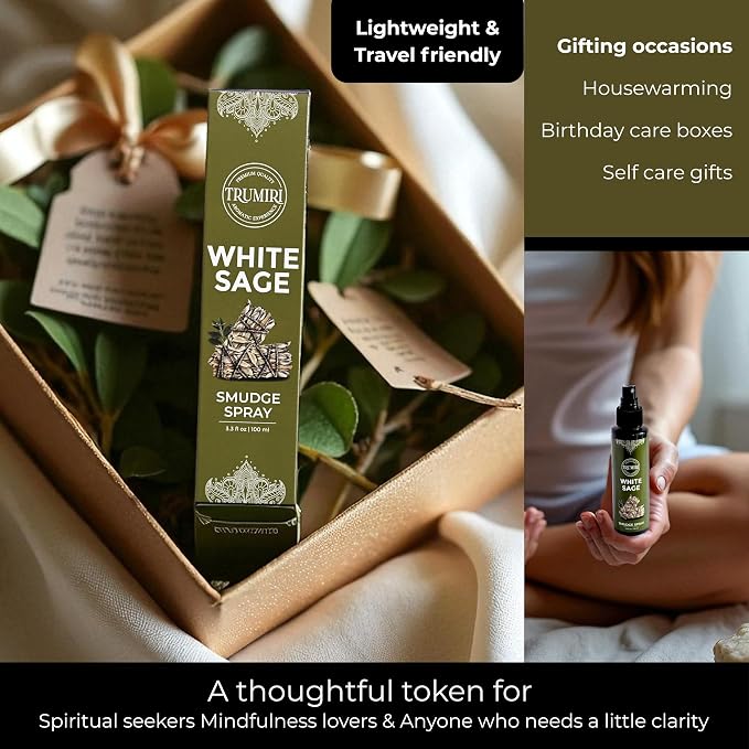 White Sage Spray for Spiritual Cleansing Negative Energy and Protection - Smudge Spray Made with Natural Non Toxic Sage Essential Oil - Salvia Blanca para Limpiar