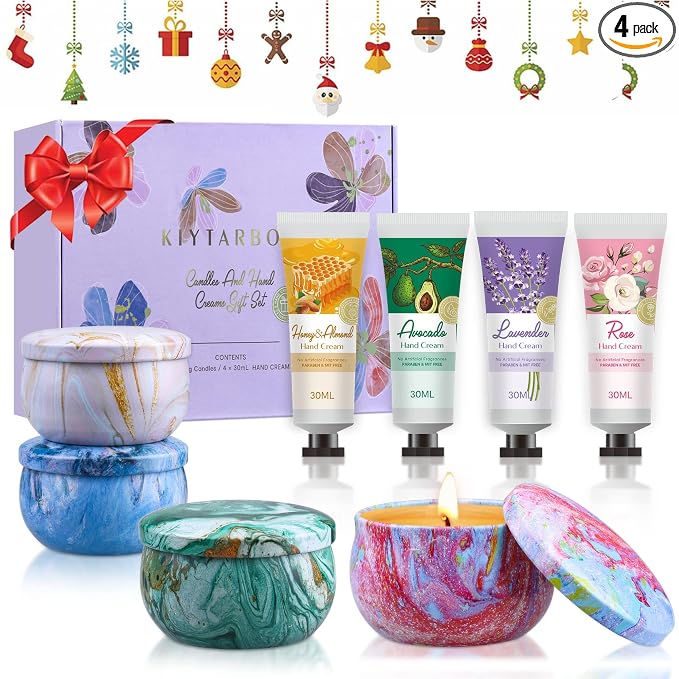Gift Baskets for Women: Unique Candles & Hand Cream Lotion Gift Set, Valentines Day Gifts,Teacher Appreciation Gifts, Mothers Day Gifts, Best Friend Birthday Gift, Christmas Gifts for Coworker