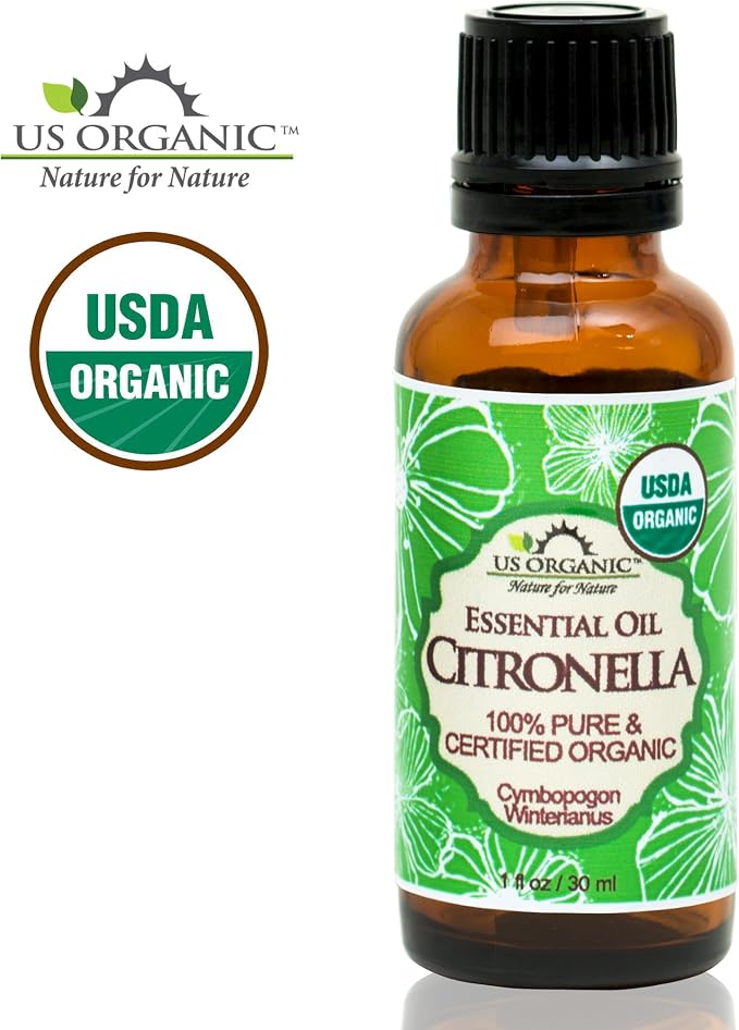 US Organic Citronella Essential Oil, USDA Certified, 100% Pure, 30 ml, Improved caps and droppers – Used for Skin Care, DIY Projects Like Candle Making and Much More