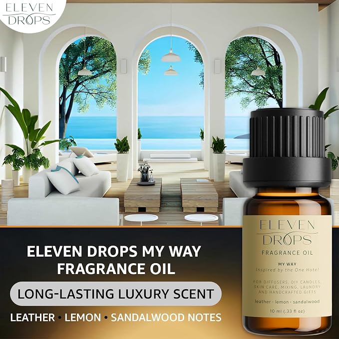 My Way Fragrance Oil | Leather, Lemon & Sandalwood Notes | Long Lasting Scent Reed Diffuser Oil for Home, Office, Hotel, Spa, Car & Linen Spray | Pet Friendly IFRA Compliant, 10 ml