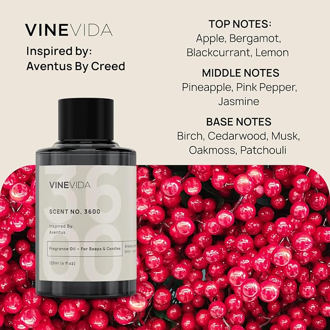 VINEVIDA Prime Reed Diffuser for Home & Bathroom | Long-Lasting Scent Sticks Set | Oil Stick Diffuser | Bathroom Scent - Room Fragrance No. 3600 - Inspired by: Aventus
